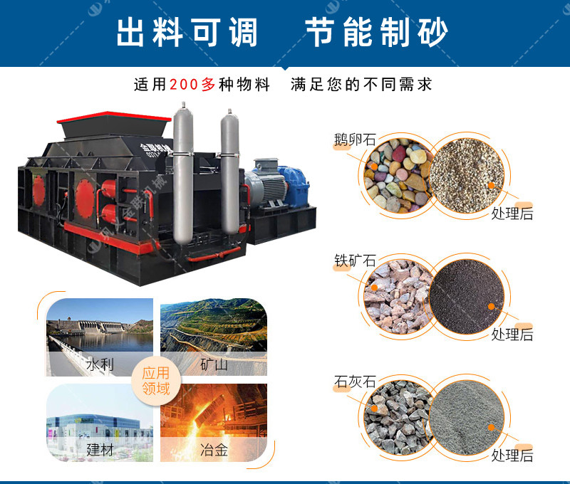 全自動液壓對輥制砂機-全液壓輥式制砂機價格-自動補壓-一次調節終身使用